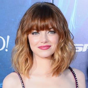 Emma Stone Amazing Spider Man 2 New York Film Premiere Nude Prada Dress Shory Haircut Celebrity Fringe Red Carpet Fashion 1 