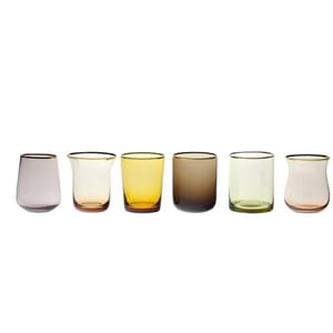 Bitossi Home Set of 6 Glasses Assorted Shapes Texture Nuances Blue Green -  White Wine