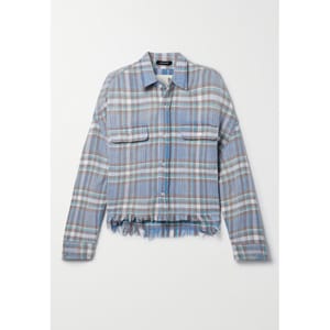 R13 Distressed checked cotton-flannel shirt